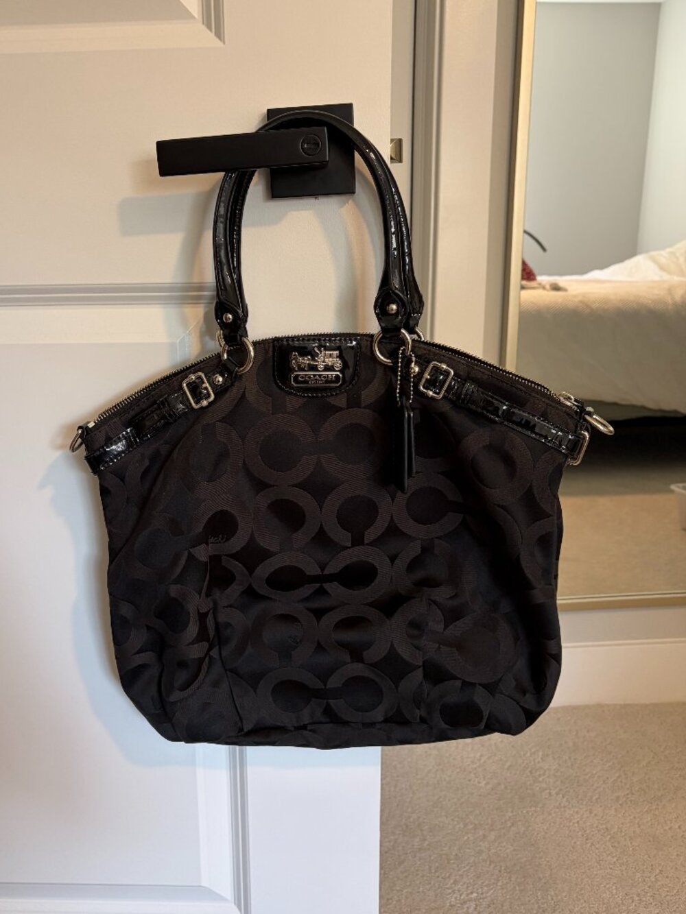 Vintage Coach Madison Lindsey Op Art Bag Black